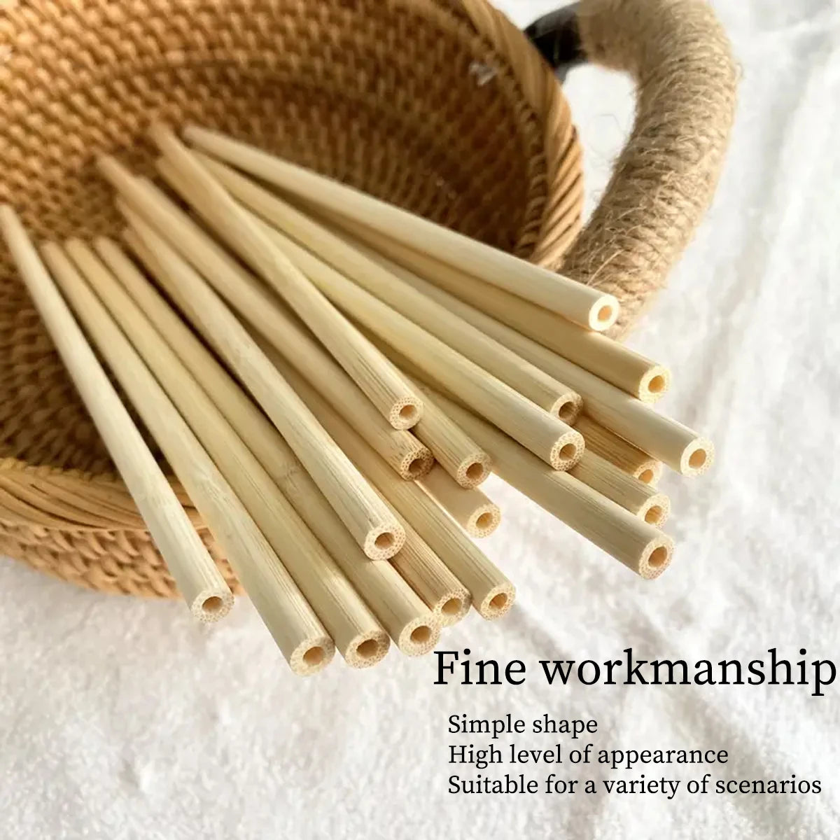 Natural Bamboo Drinking Straw 7.8" - Eco-Friendly Reusable Straws with Clean Brush (0.8x20cm)