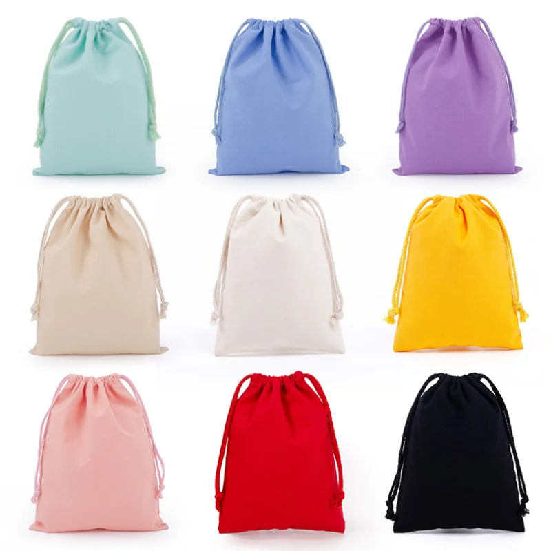 Cotton Drawstring Storage Bag - White Canvas Pouch for Candy, Gifts & Home Organization
