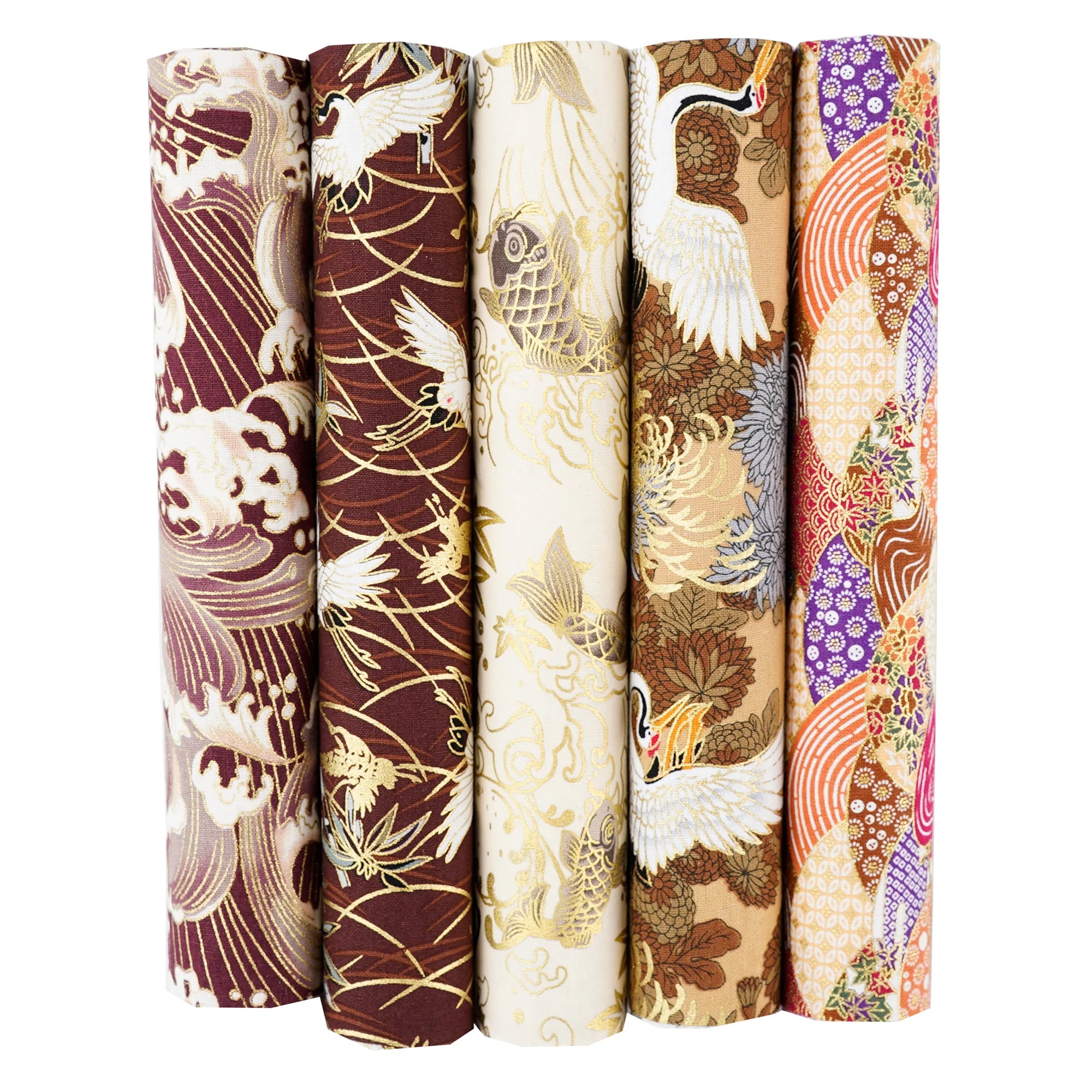 100% Cotton Fabric Bundle - 5 Different Designs for DIY Quilting, Sewing & Patchwork Crafts (50x50cm & 25x25cm)