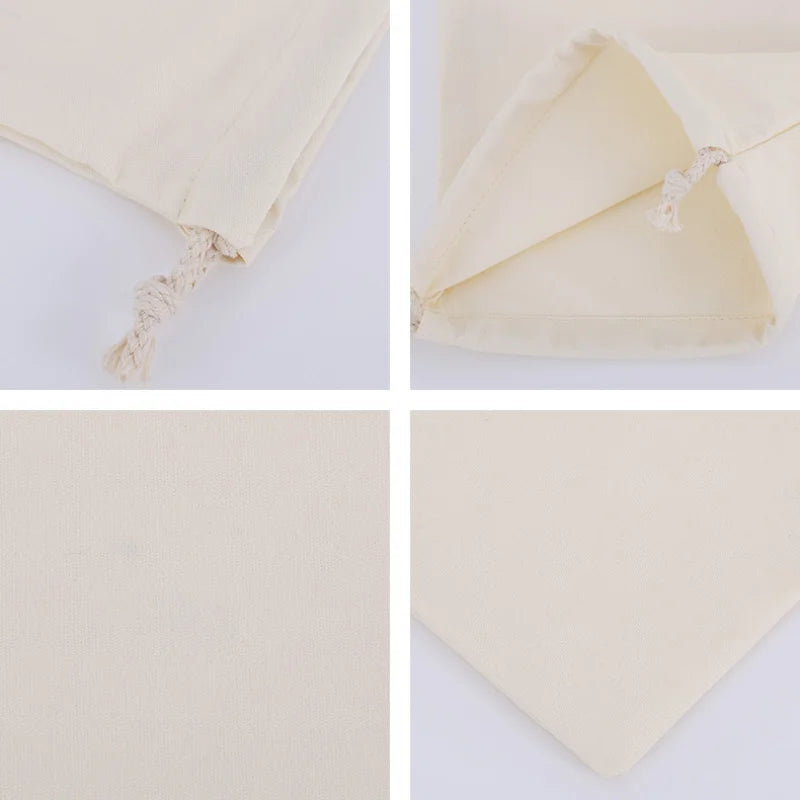 Cotton Drawstring Storage Bag - White Canvas Pouch for Candy, Gifts & Home Organization